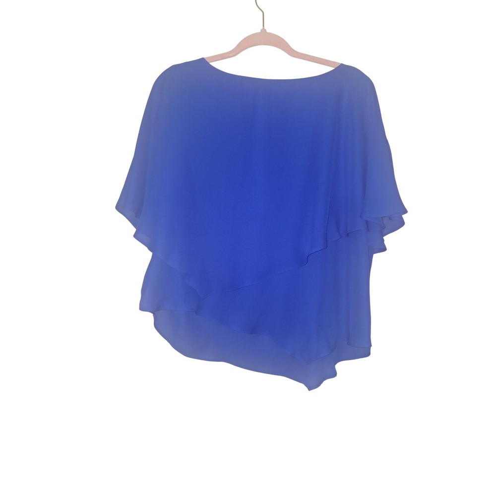 Drapers & Damon's Petites Royal Blue Cropped Flowy 18P‎ Blouse Top Careerwear - Picture 2 of 7